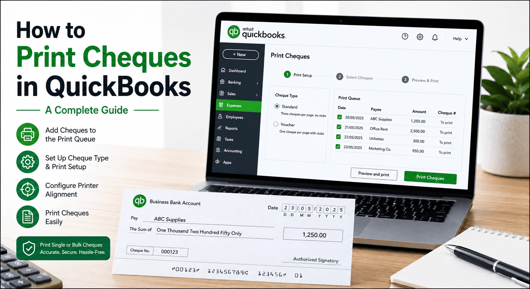 print cheques in quickbooks